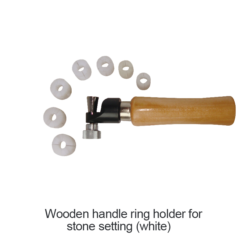 Wooden handle ring holder for stone setting