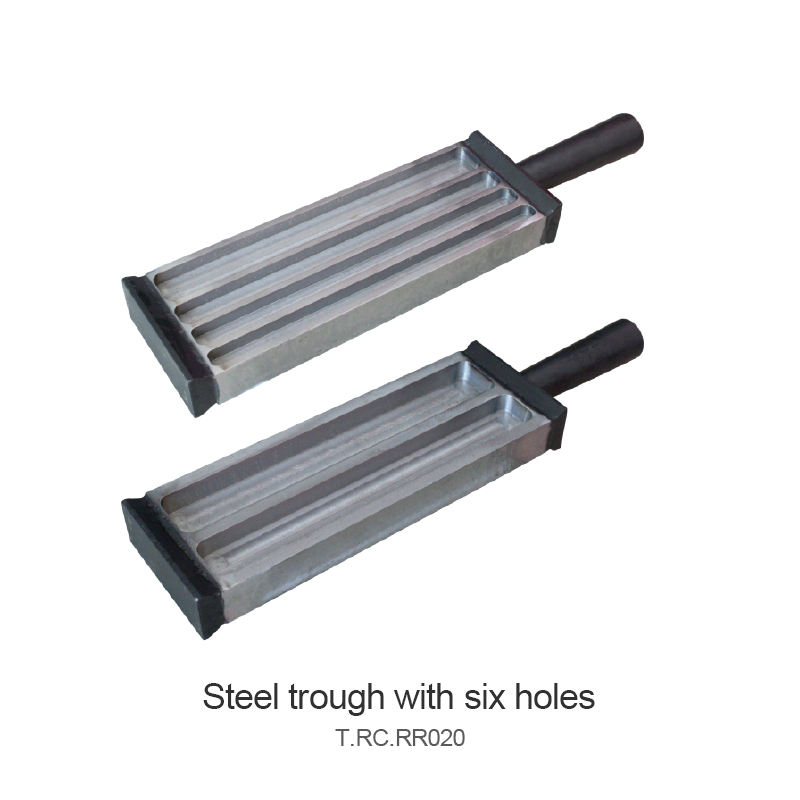 Steel trough with eight holes